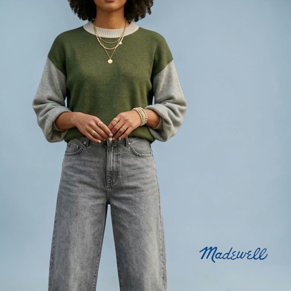 Madewell Payton Coziest Yarn Colorblock Pullover Alpaca Blend